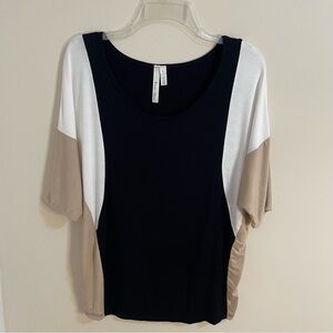 Flats & Heels Colorblock Women's Top Black, White & Tan Size L